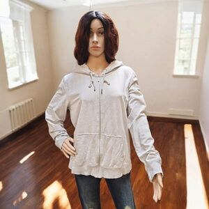 Karl Lagerfeld Gray Zip-up Graphic Hoodie